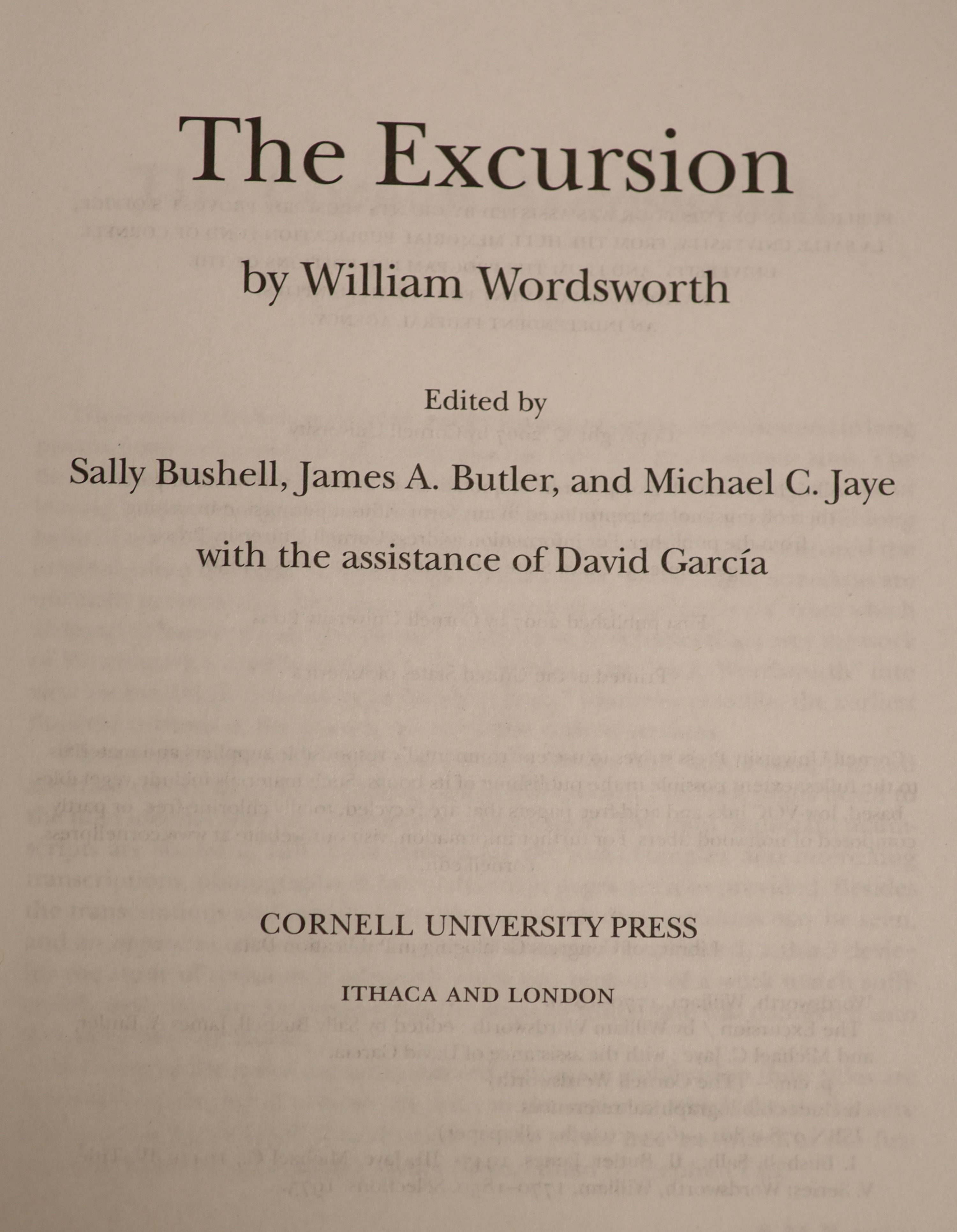 Wordsworth, William- The Excursion (The Cornell Wordsworth), qto, green cloth with dj, Cornell University, 2007